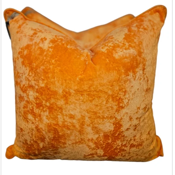 ONE - NWT Luxury Velvet Orange Oversized Throw Accent Pillow 24"x24"